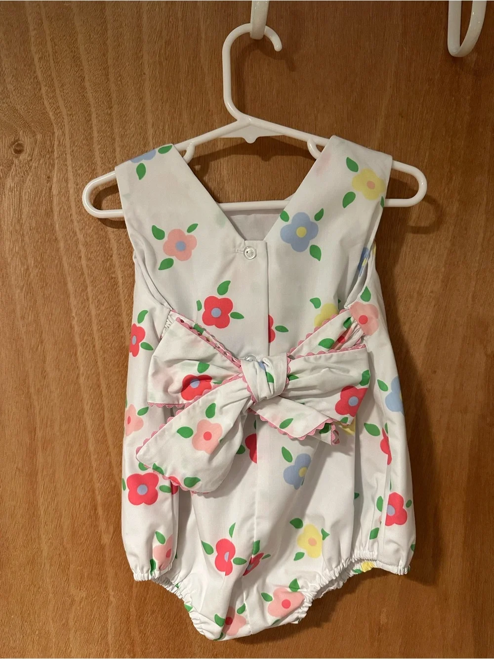 The Beaufort Bonnet Company White Bubble Romper with Pastel Floral Print